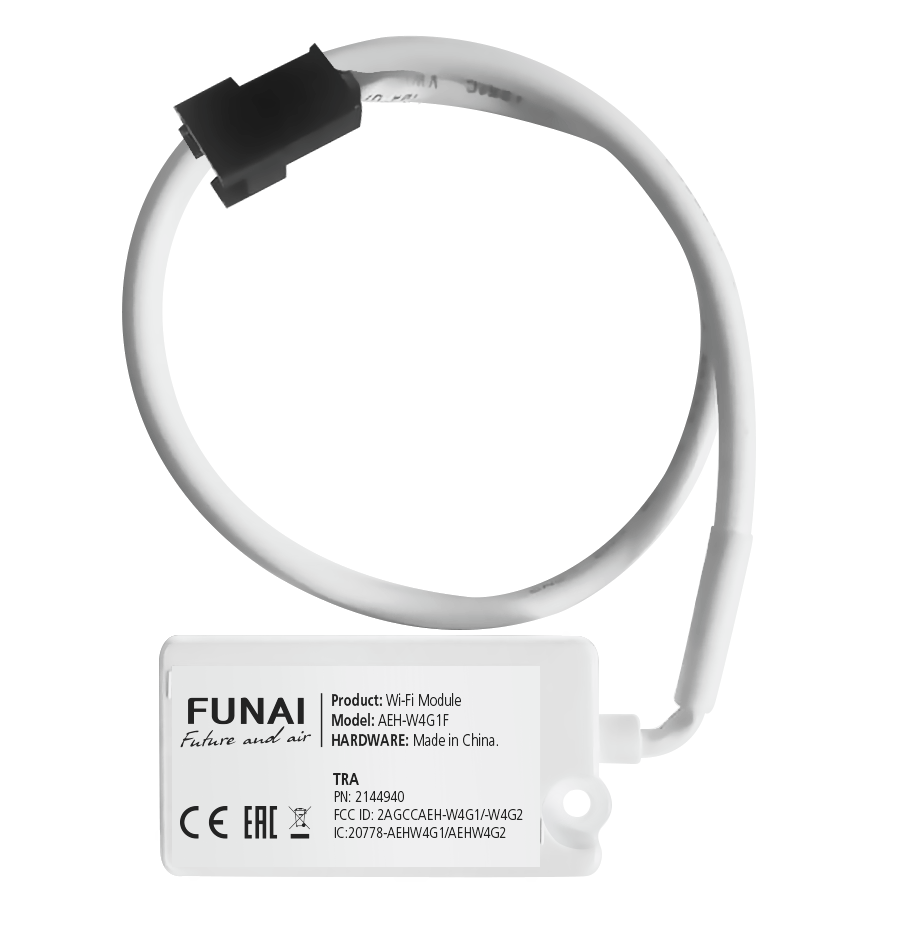 Для сплит-систем Wi-Fi-модуль Funai AEH-W4G1F SENSEI 2025 (D06), SENSEI Inverter и мульти-сплит систем ORIGAMI AEH-W4G1F